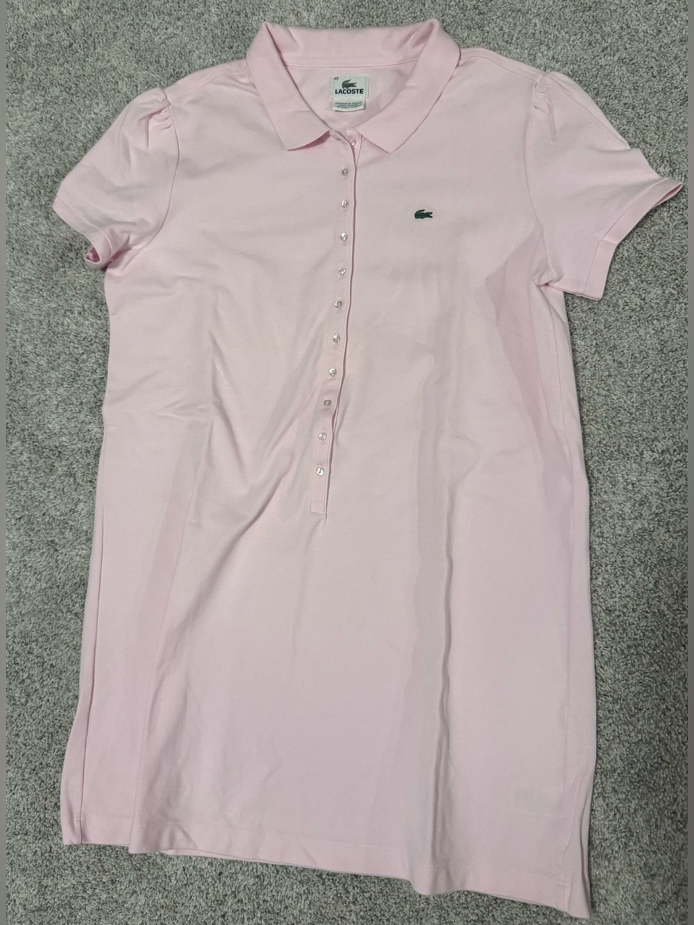 Lacoste Pale Pink Button-Front Polo Mini Dress